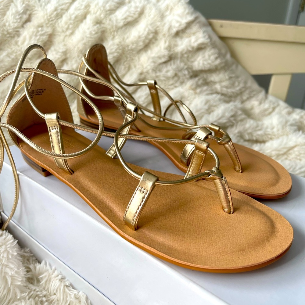 Ann Taylor Loft NEW Tie-Up Gladiator Flat Sandals size 8